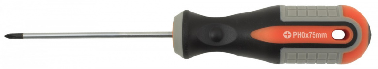 Отвертка стержневая крестовая ROUND GRIP PH1х80 мм 751180 OMBRA